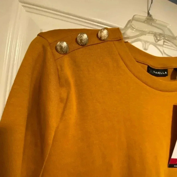 Women’s Long Sleeve Cotton Crew Neck Tee Accent Buttons Gold Burnt Orange NEW xl - Picture 6 of 15